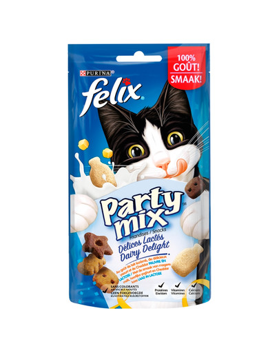 FELIX Party Mix Dairy Delight 8x60g skanėstai katėms