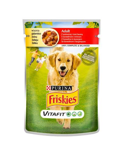 FRISKIES Vitafit Adult su jautiena ir morkomis 100g drėgnas maistas suaugusiems šunims