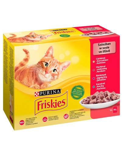 FRISKIES mėsos miksas Mulipack 12x85g drėgnas kačių maistas