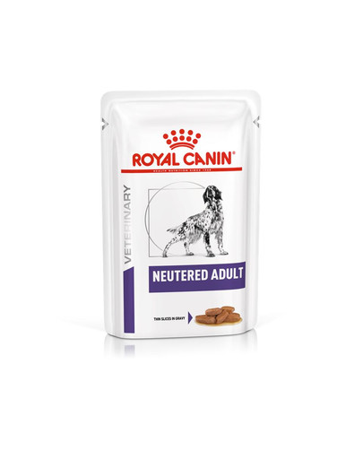 ROYAL CANIN VHN Neutred Adult Dog sos 12x100g šlapias maistas suaugusiems šunims po sterilizavimo, linkęs į antsvorį arba jautrią odą
