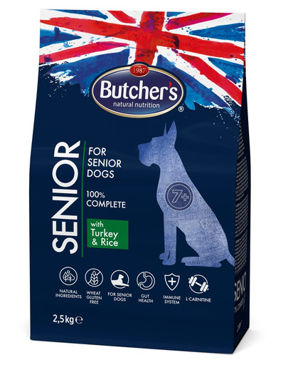 BUTCHER'S Functional Senior Dog Dry su kalakutiena ir ryžiais 2,5 kg