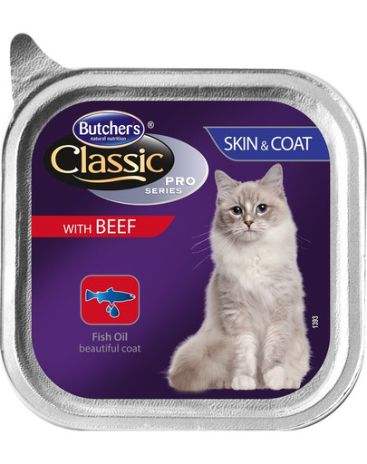 BUTCHER'S Classic Skin&Coat Cat su jautienos paštetu 100 g