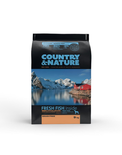 DR PETCARE Country&Nature Ocean White Fish Recipe 9 kg Karma dla psów ras średnich i dużych Ryby białe morskie