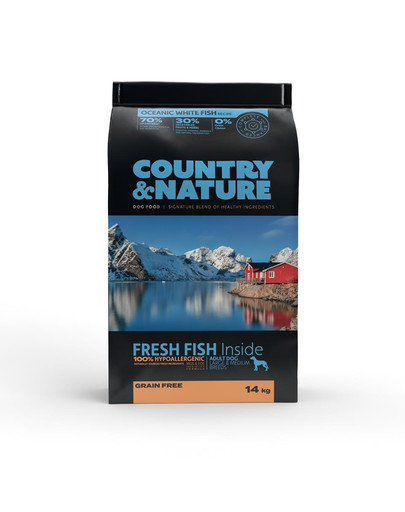 DR PETCARE Country&Nature Ocean White Fish Recipe 14 kg Maistas vidutinių ir didelių veislių šunims Baltosios jūros žuvys