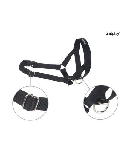 Amiplay Halter N6 Dog 2 cm nailoniniai apynasriai juodi