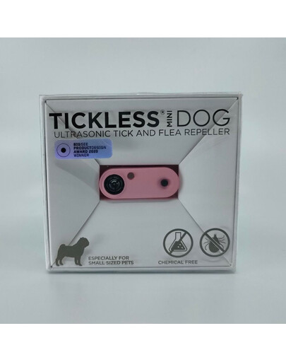 TICKLESS Mini Dog ultragarsinis erkių ir blusų repeleris mažų veislių šunims Baby Pink + KONG teniso kamuoliukai X-Small 3 vnt. 4 cm
