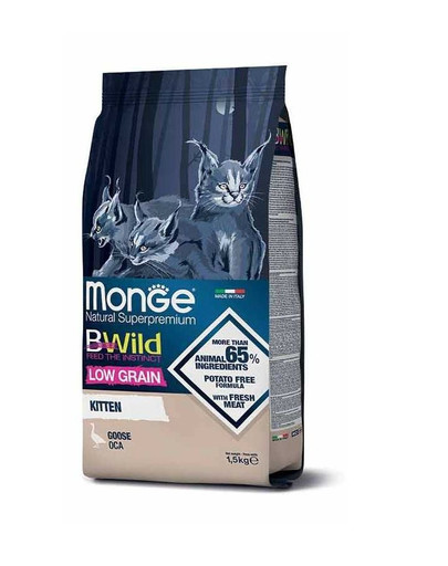 MONGE BWild Cat Kitten žąsis 1,5 kg kačiukų maistas