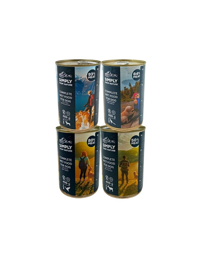 SIMPLY FROM NATURE Šlapias šunų maistas mišinys iš 4 skonių 12 x 400 g