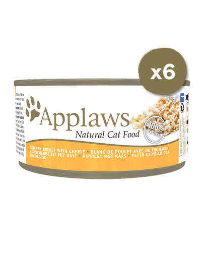 APPLAWS Cat Tin 6 x 70 g kačių šlapias maistas su vištiena ir sūriu