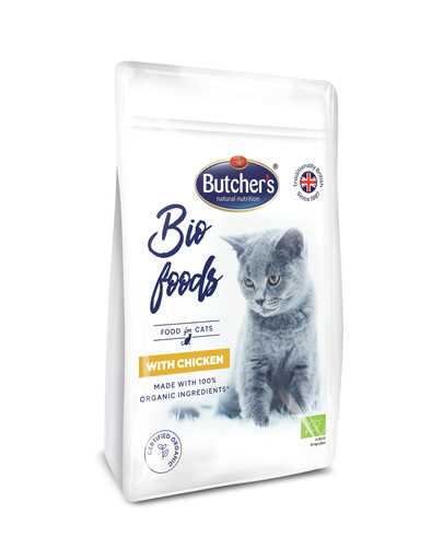 BUTCHER'S BIO foods vištienos sausas maistas suaugusioms katėms 800 g