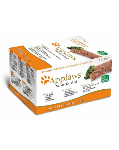 APPLAWS Bandomasis komplektas Cat Pate skonių mišinys katėms paštetas7 x 100 g