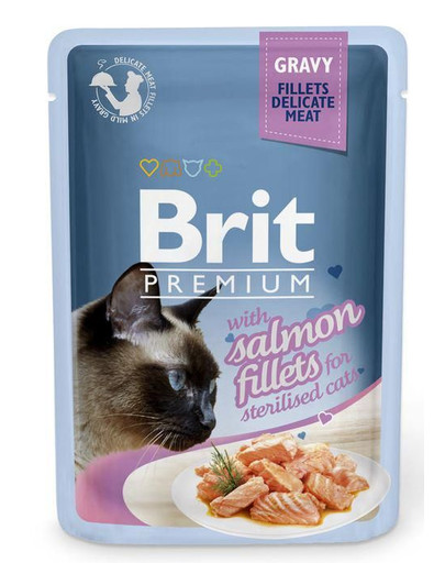 BRIT Premiumt Fillets in Gravy lašiša sterilizuotoms katėms 24 x 85 g