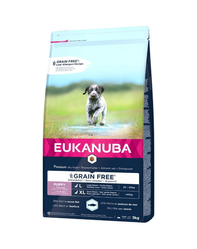 EUKANUBA Grain Free maistas didelių veislių šuniukams 3 kg