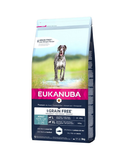 EUKANUBA Grain Free maistas suaugusiems didelių veislių šunims 3 kg