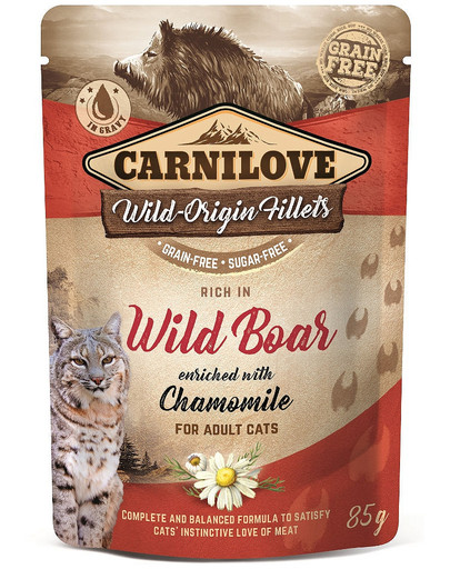 CARNILOVE Wild Boar & Chamomile 24 x 85g šlapias kačių maistas šerniena ir ramunėlės