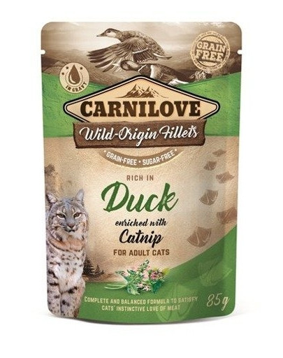 CARNILOVE Cat duck&catnip 24 x 85 g antiena ir katžolės katėms