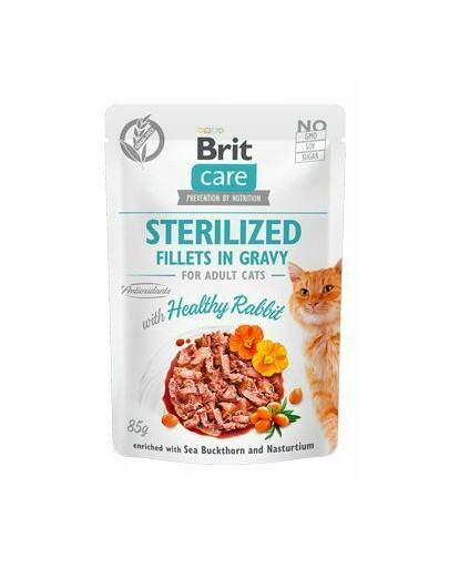 BRIT Care Sterilised Fillets in gravy 24 x 85 g filety królika w sosie dla kotów kastrowanych