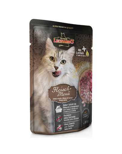 LEONARDO Finest Selection Mėsos valgiaraštis katėms 16 x 85 g