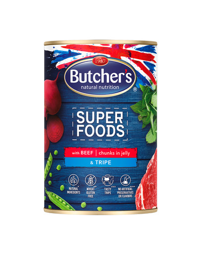 BUTCHER'S Super Foods gabalėliai padaže su jautiena ir daržovėmis 400 g.