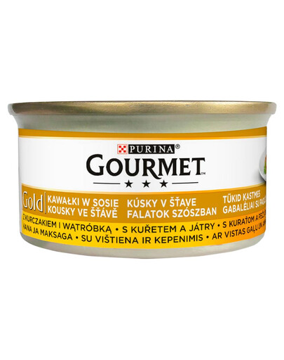 GOURMET Gold su vištiena ir kepenimis padaže 24x85g šlapias kačių maistas