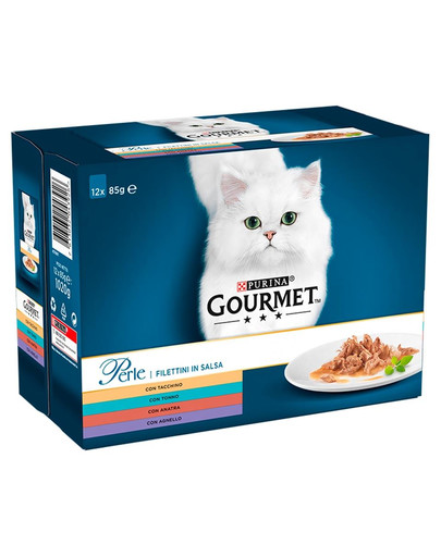 GOURMET Perle Kolekcja Mini filės  padaže 12x85g drėgnas kačių maistas