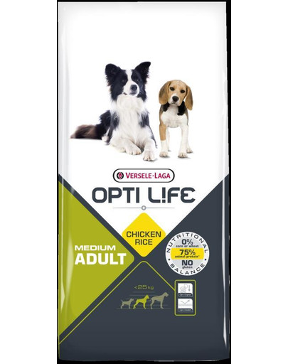 VERSELE LAGA Opti Life Adult Medium ėdalas suaugusiems vidutinių veislių šunims su paukštiena ir ryžiais 7,5 kg