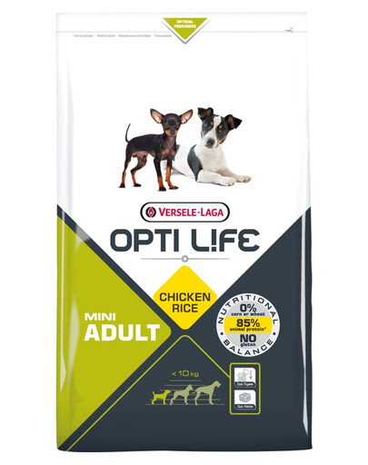 VERSELE LAGA Opti Life  Adult Mini ėdalas suaugusių mažų veislių šunims su paukštiena ir ryžiais 2,5 kg