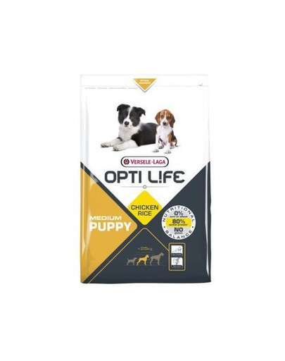 VERSELE LAGA Opti Life Puppy Medium - ėdalas vidutinių veislių šuniukams su vištiena ir ryžiais 2,5 kg