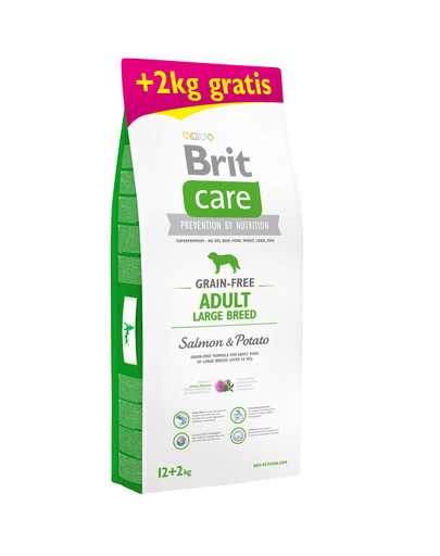 BRIT Care Grain-free Adult Large Breed Salmon & Potato 12kg + 2 kg