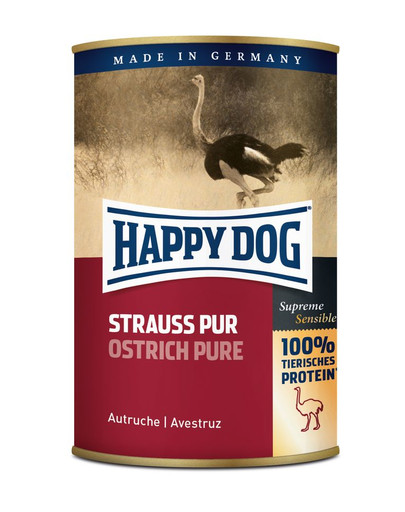 HAPPY DOG Pur Strauss konservai su strutiena 400 g