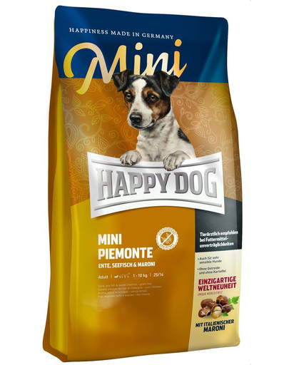 HAPPY DOG Mini Piemonte su antiena ir kaštonais 4 kg