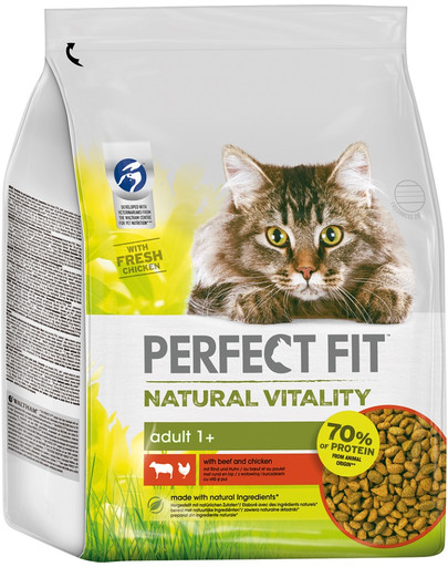 PERFECT FIT Natural Vitality su jautiena ir vištiena suaugusioms katėms 2,4 kg