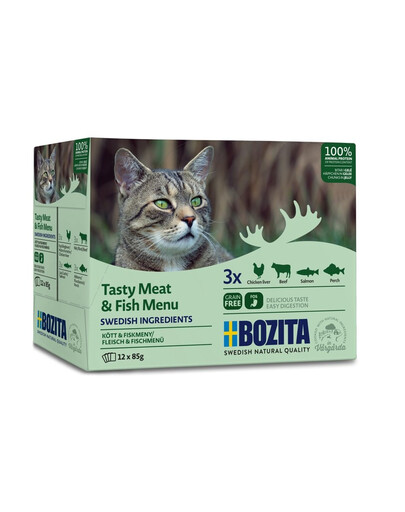 BOZITA Multibox Meat&Fish Menu želėje katėms 12 x 85 g