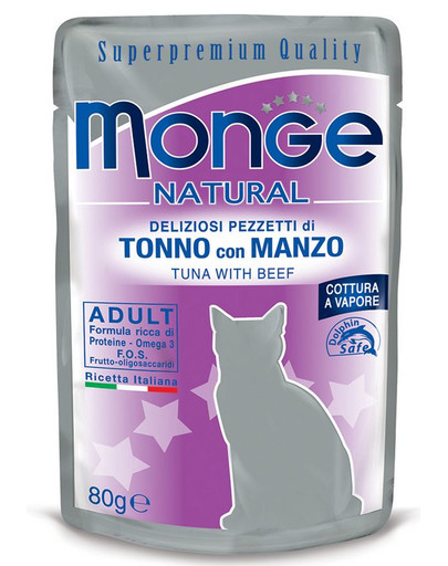 MONGE Kačių maistas Tunas su jautiena 80 g