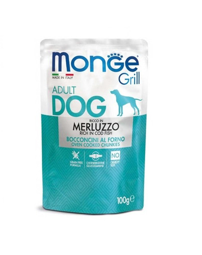 MONGE Grill šlapias šunų maistas su menkėmis 100 g