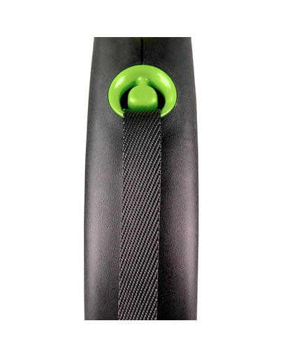FLEXI ištraukiamas pavadėlis Black Design S, 5 m juosta, žalia spalva