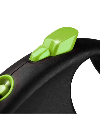 FLEXI ištraukiamas pavadėlis Black Design S, 5 m juosta, žalia spalva