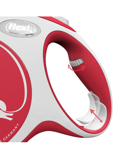 FLEXI New Comfort M Cord 5 m red virvelinis automatinis pavadėlis