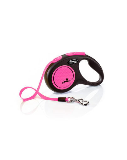 FLEXI New Neon S Tape 5 m pink automatinis pavadėlis