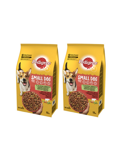 PEDIGREE Small dog Adult 2x12kg (mažos veislės) - sausas šunų maistas su jautiena ir daržovėmis