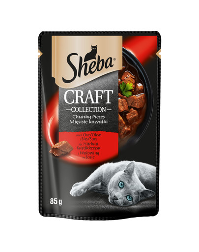 SHEBA Sheba Craft Collection Mėsiniai gabalėliai su jautiena Maistas kačių padaže12x85g