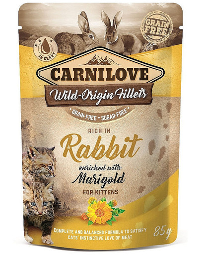 CARNILOVE Cat Pouch Rabbit & Marigold 85g triušis su medetkomis