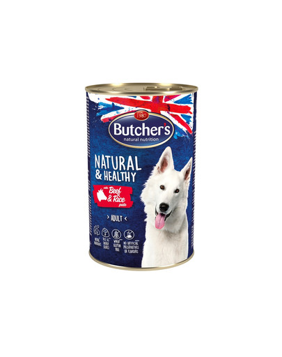 BUTCHER'S Natural&Healthy Dog su jautienos ir ryžių paštetas1200 g