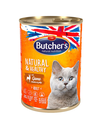 BUTCHER'S Natural&Healthy Cat su elnienos gabalėliais želėje 400 g