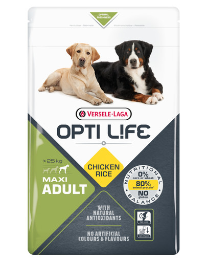 VERSELE LAGA Opti Life Adult Maxi sausas maistas su vištiena ir ryžiais didelių veislių šunims 12,5 kg