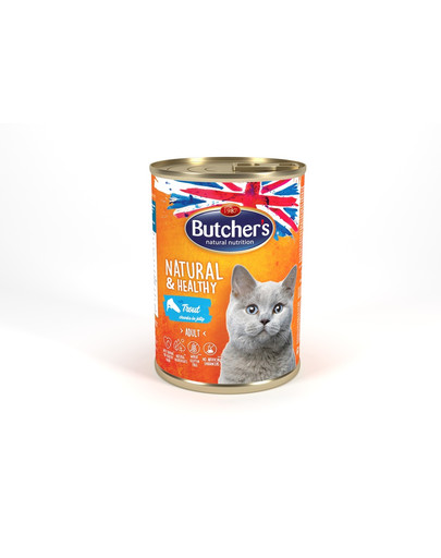 BUTCHER'S Natural&Healthy Cat su upėtakio gabalėliais želėje 400 g