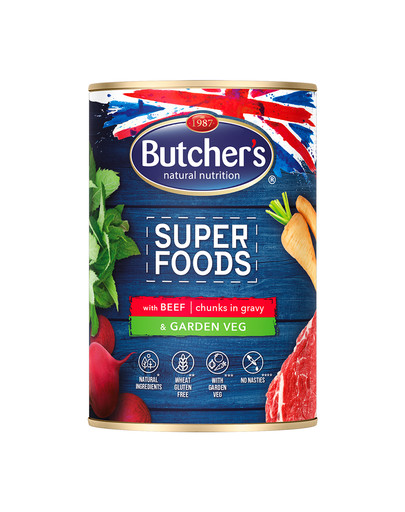 BUTCHER'S Superfoods Dog Tripe su jautiena ir daržovėmis 400 g