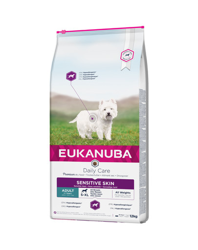 Eukanuba Daily Care Adult Sensitive Skin visoms veislėms 12 kg