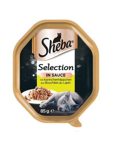 SHEBA Selection 85g su triušėna - šlapias kačių maistas padaže