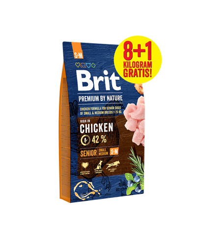 BRIT Premium By Nature Senior Small Medium S+ M 8 kg + 1 kg DOVANŲ